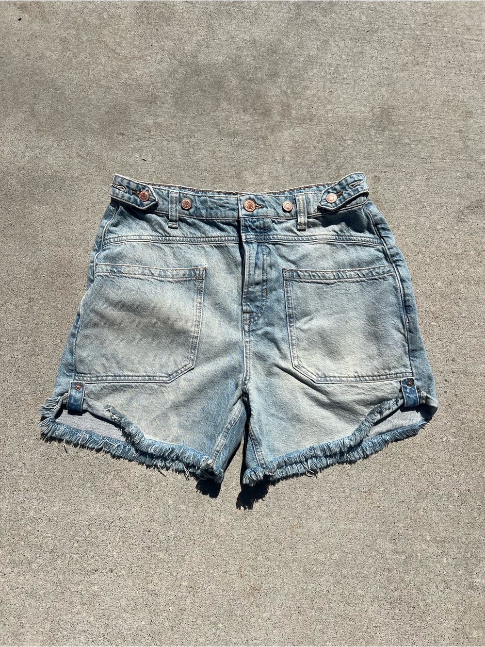 Free People Light Blue Denim Frayed Hem Women's Shorts